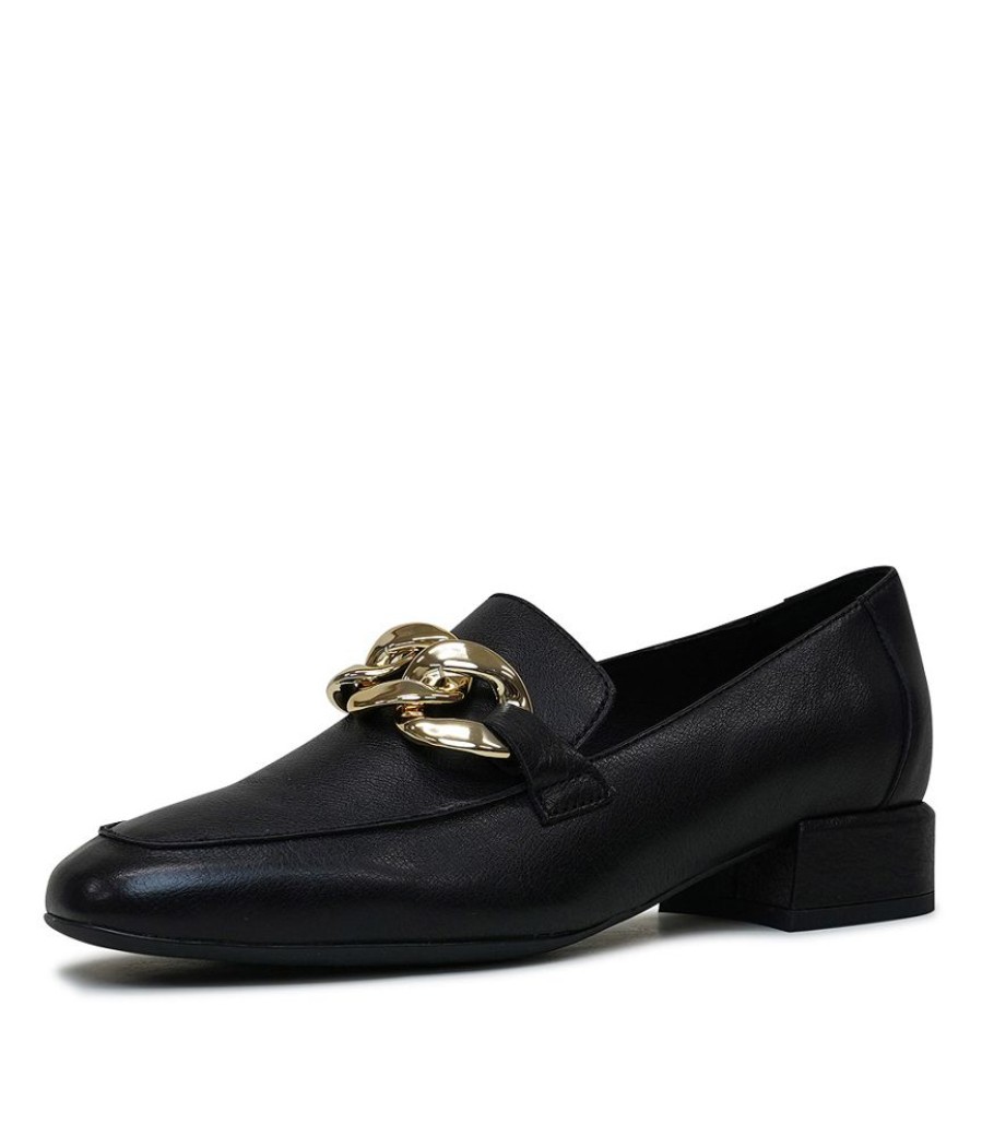 Flats Django & Juliette | Vivandy Black Leather Loafers