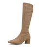 Boots Django & Juliette | Hayleys Sand Stretch Knee High Boots