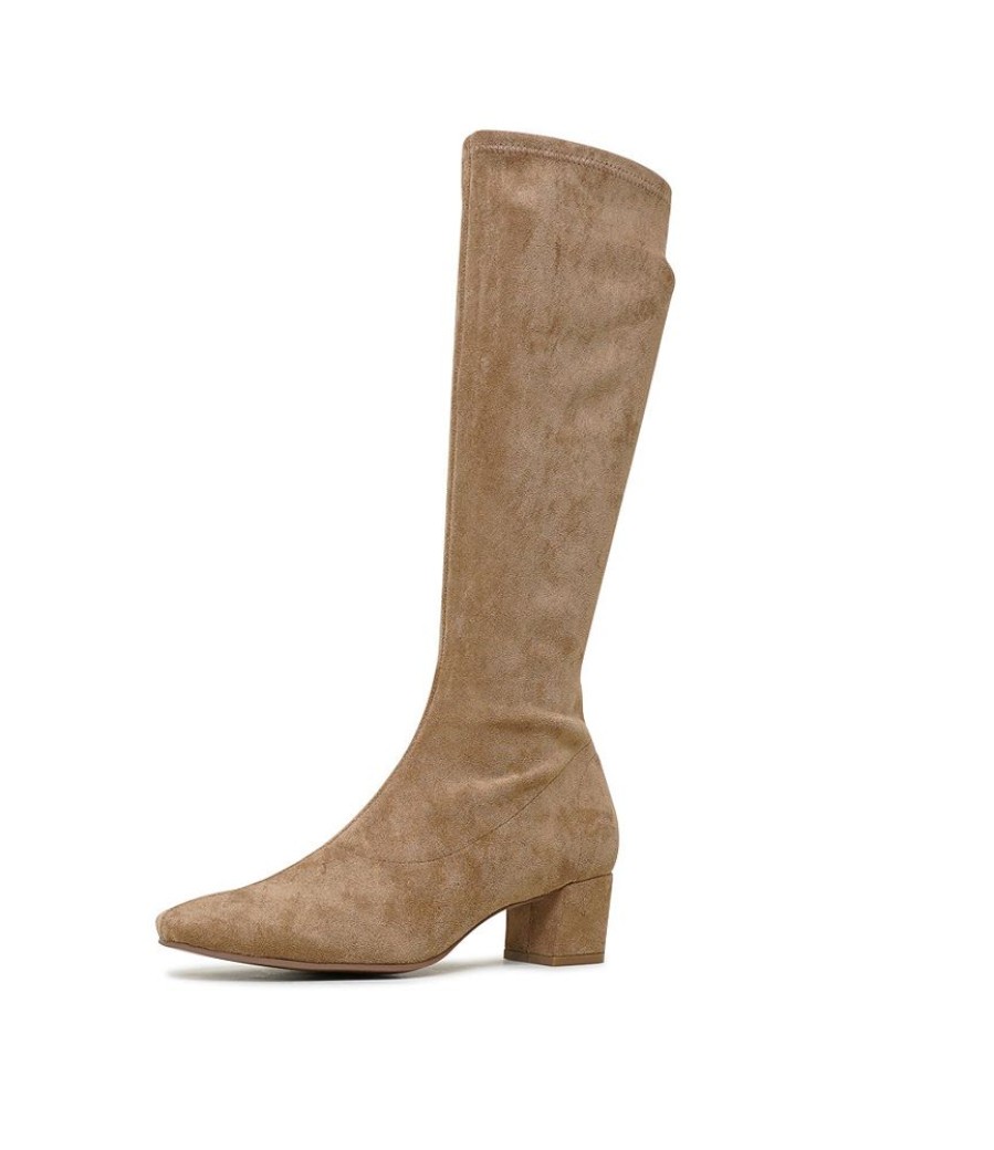 Boots Django & Juliette | Hayleys Sand Stretch Knee High Boots