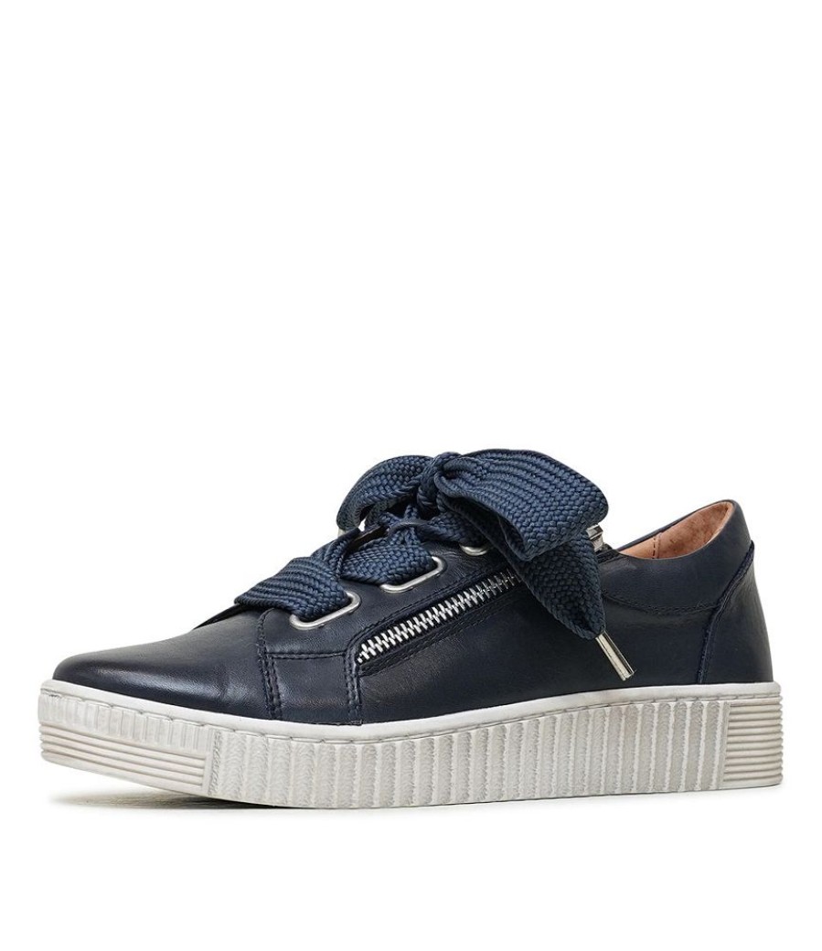 Flats EOS Shoes | Jovi Navy Leather Sneakers