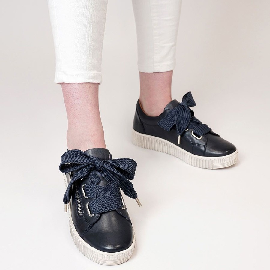 Flats EOS Shoes | Jovi Navy Leather Sneakers