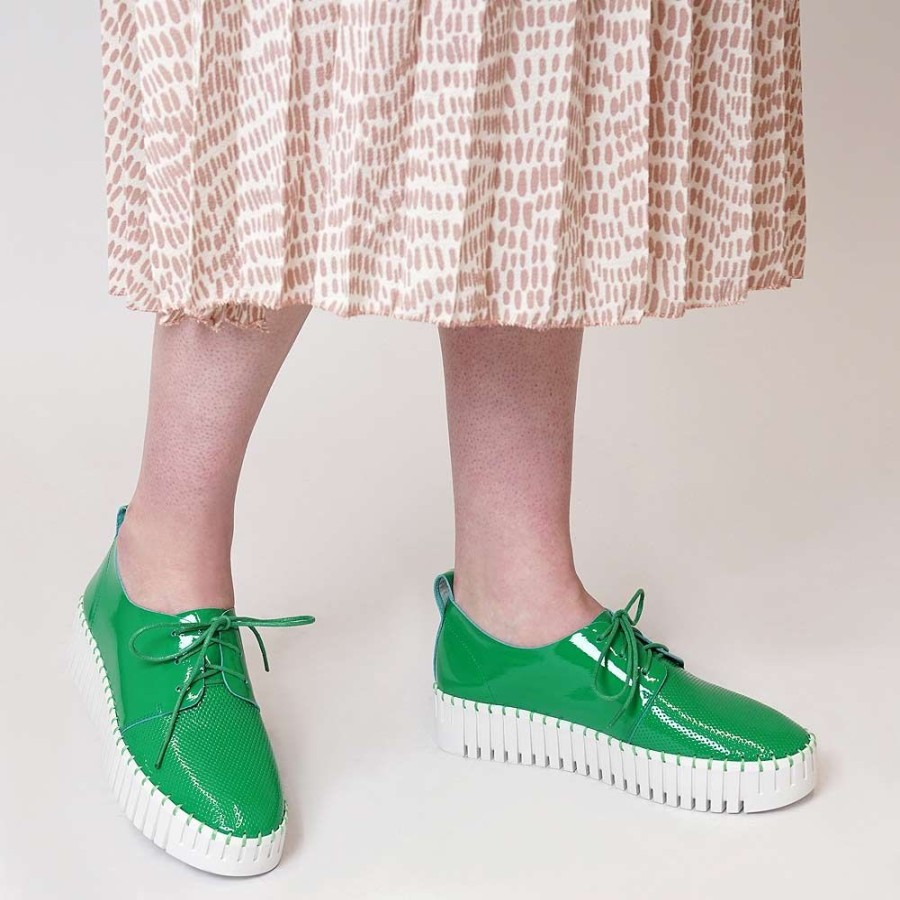 Flats Django & Juliette | Batu Emerald Patent Leather Sneakers