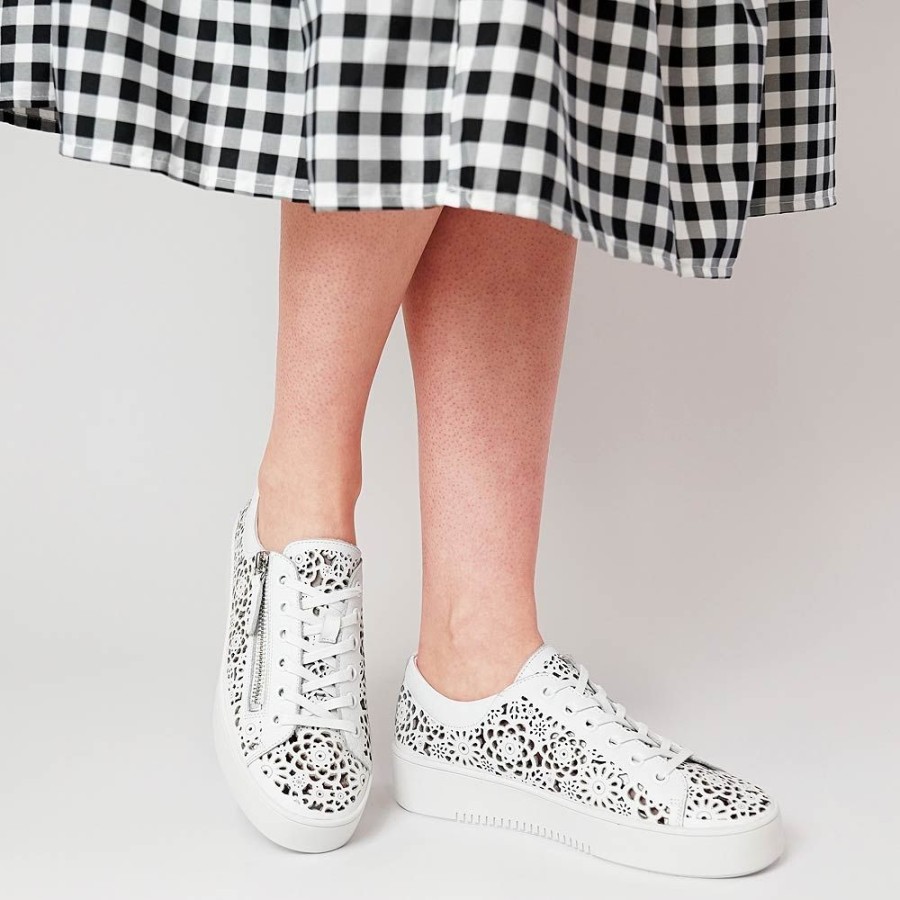 Flats Django & Juliette | Leitha White Leather Sneakers