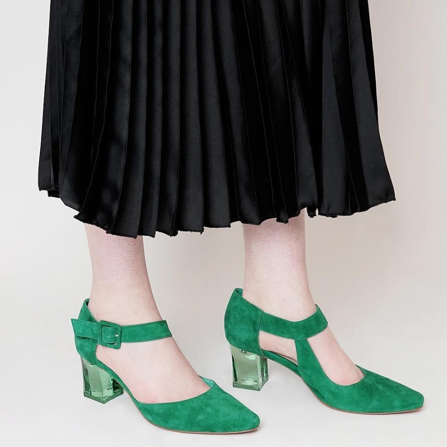 Heels Django & Juliette | Happie Emerald Suede