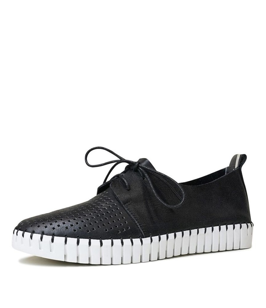 Flats Django & Juliette | Huston Black Leather Sneakers