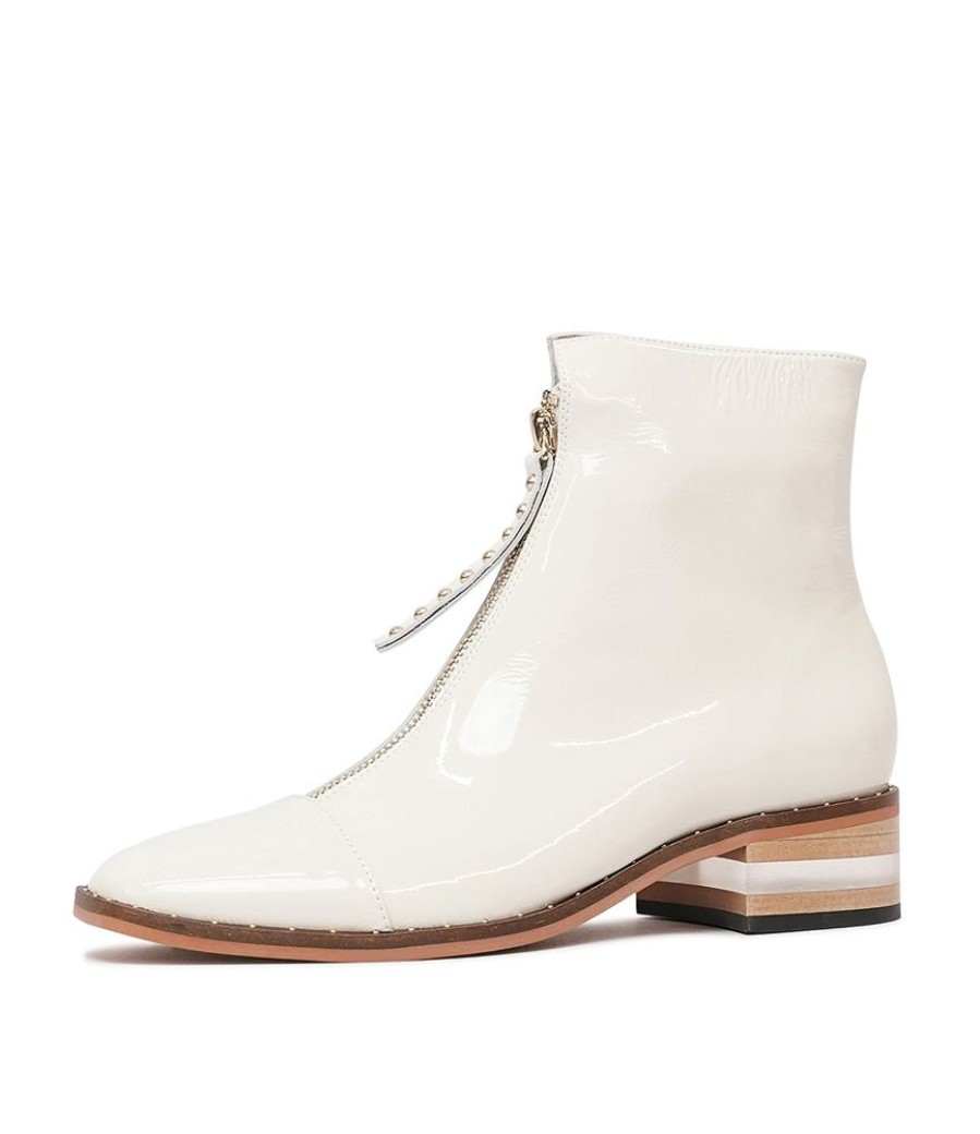 Boots Django & Juliette | Fridays Ivory Patent Leather Ankle Boots