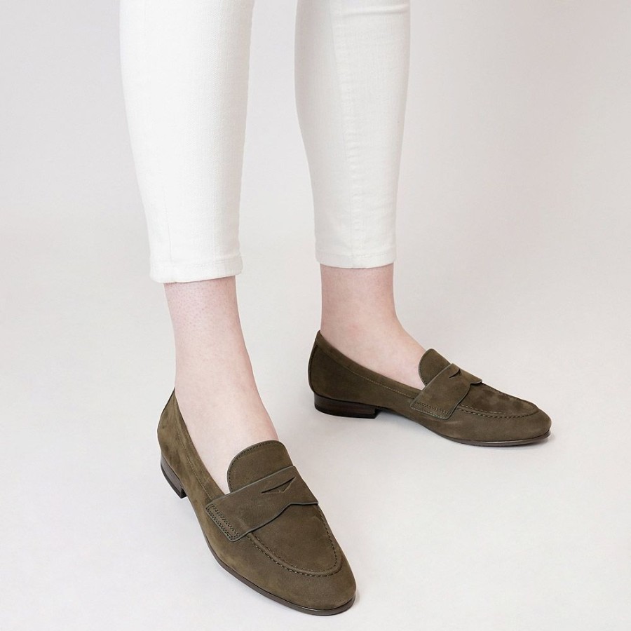 Flats EOS Shoes | Serah Dark Olive Nubuck