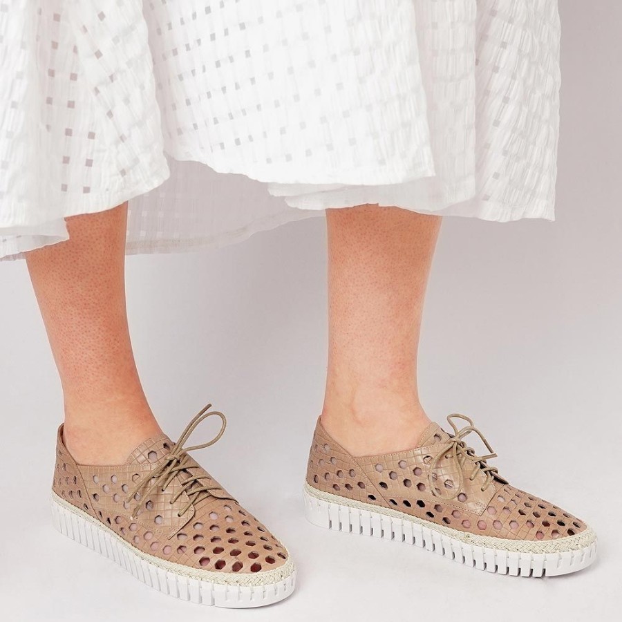 Flats Django & Juliette | Hypera Latte Leather Sneakers