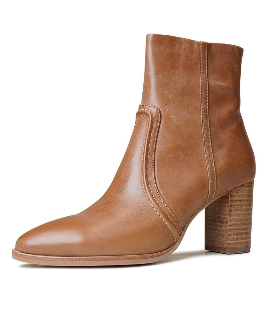 Boots Django & Juliette | Anahi Tan Leather Ankle Boots