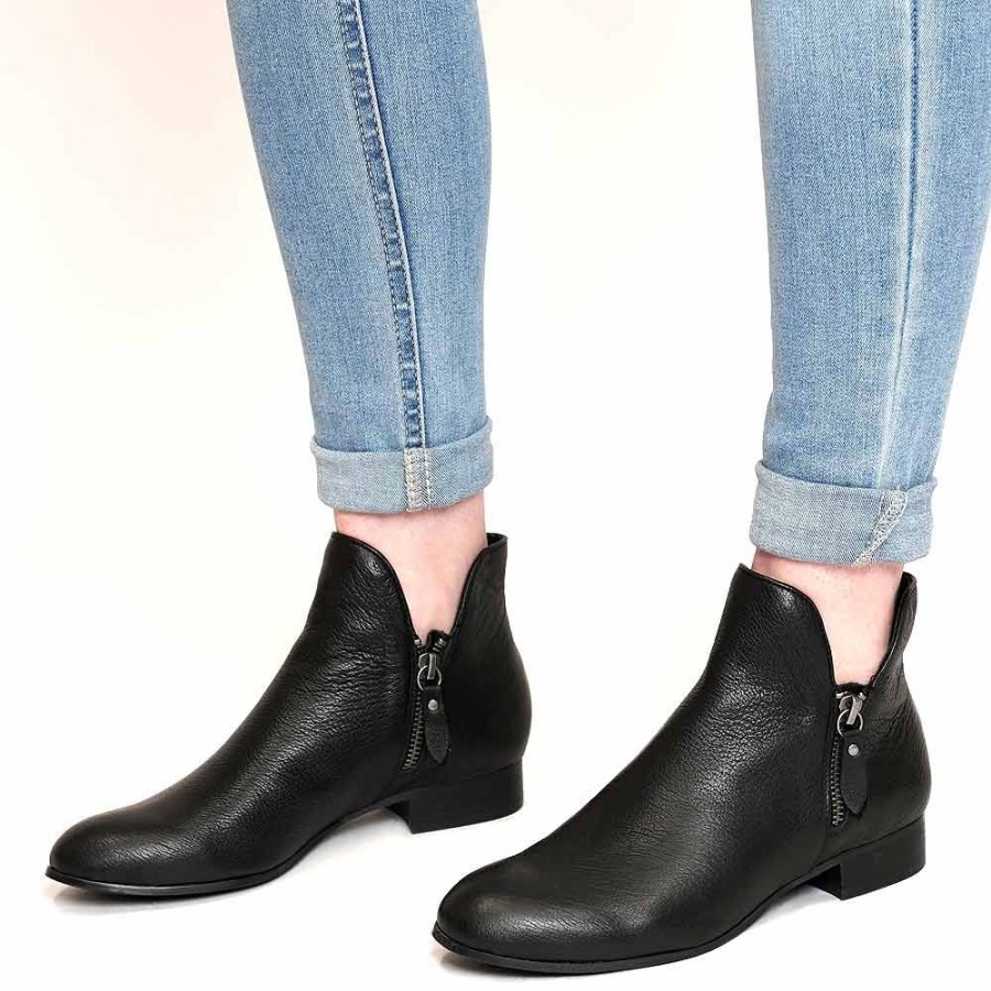 Boots Django & Juliette | Faye Black/ Black Heel Leather Ankle Boots