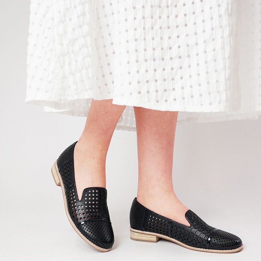 Flats Django & Juliette | Alycia Navy Leather / Navy Patent Loafers