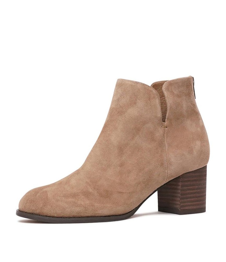 Boots Django & Juliette | Suttons Light Choc Suede Ankle Boots