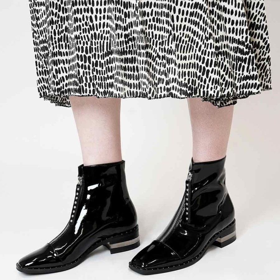 Boots Django & Juliette | Fridays Black Patent Leather Ankle Boots