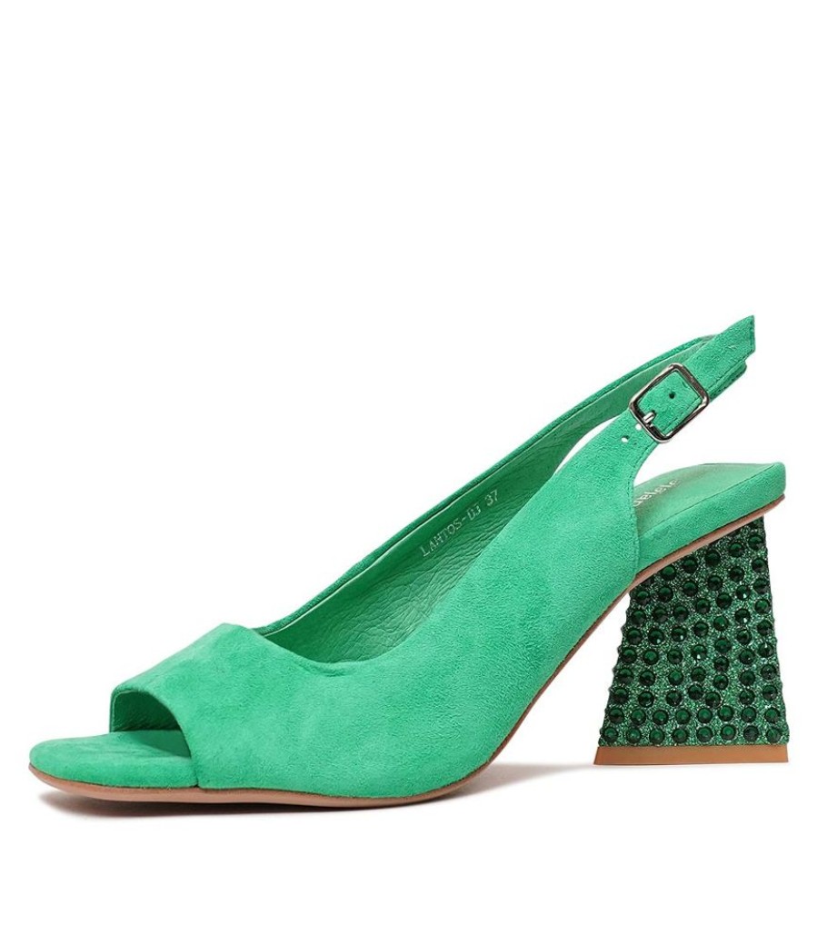 Heels Django & Juliette | Lantos Emerald Suede / Jewels