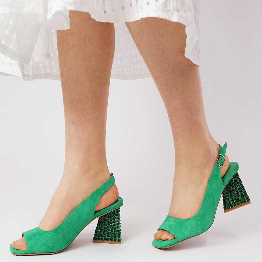 Heels Django & Juliette | Lantos Emerald Suede / Jewels