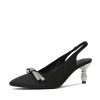 Heels Django & Juliette | Evitta Black Satin Leather Heels