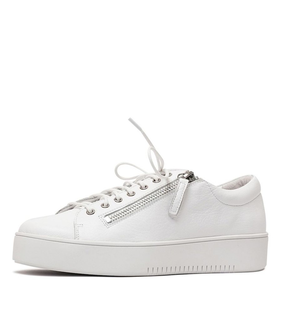 Flats Django & Juliette | Laila White Leather Sneakers