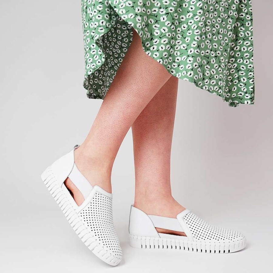 Flats Django & Juliette | Habiki White Leather Sneakers