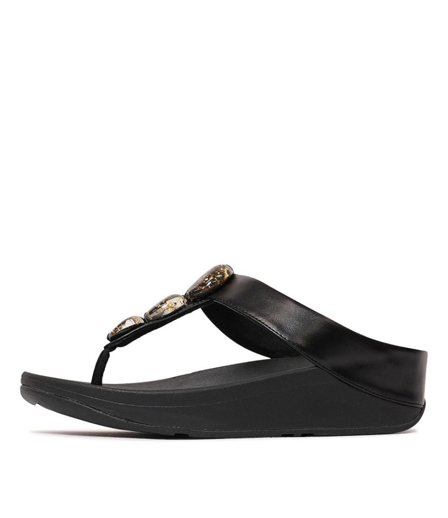 Sandals Fitflop | Fino Metallic All Black