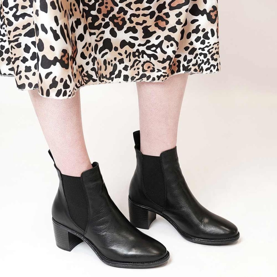 Boots EOS Shoes | Serin Black Leather Ankle Boots