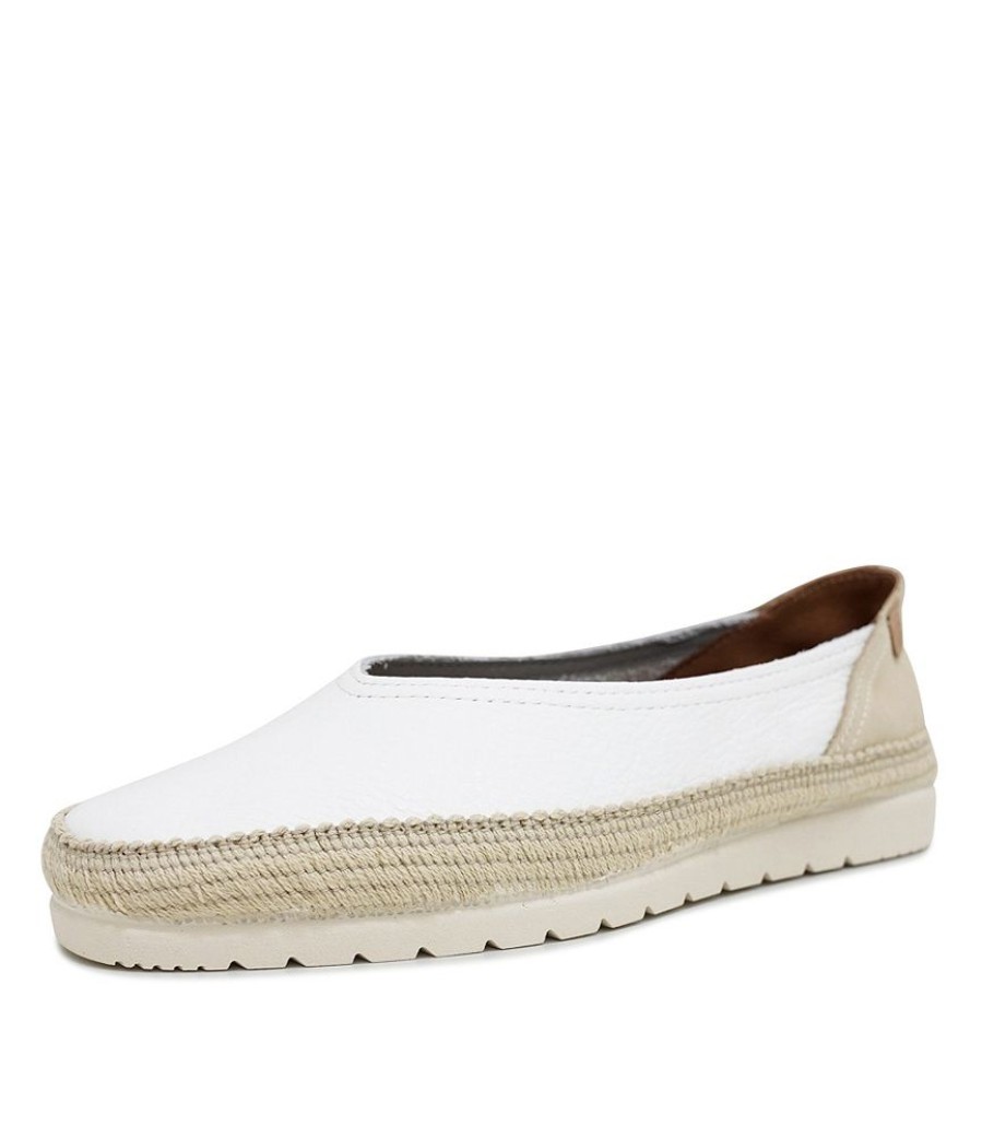 Flats Verbenas | Noelia White Leather Slip Ons