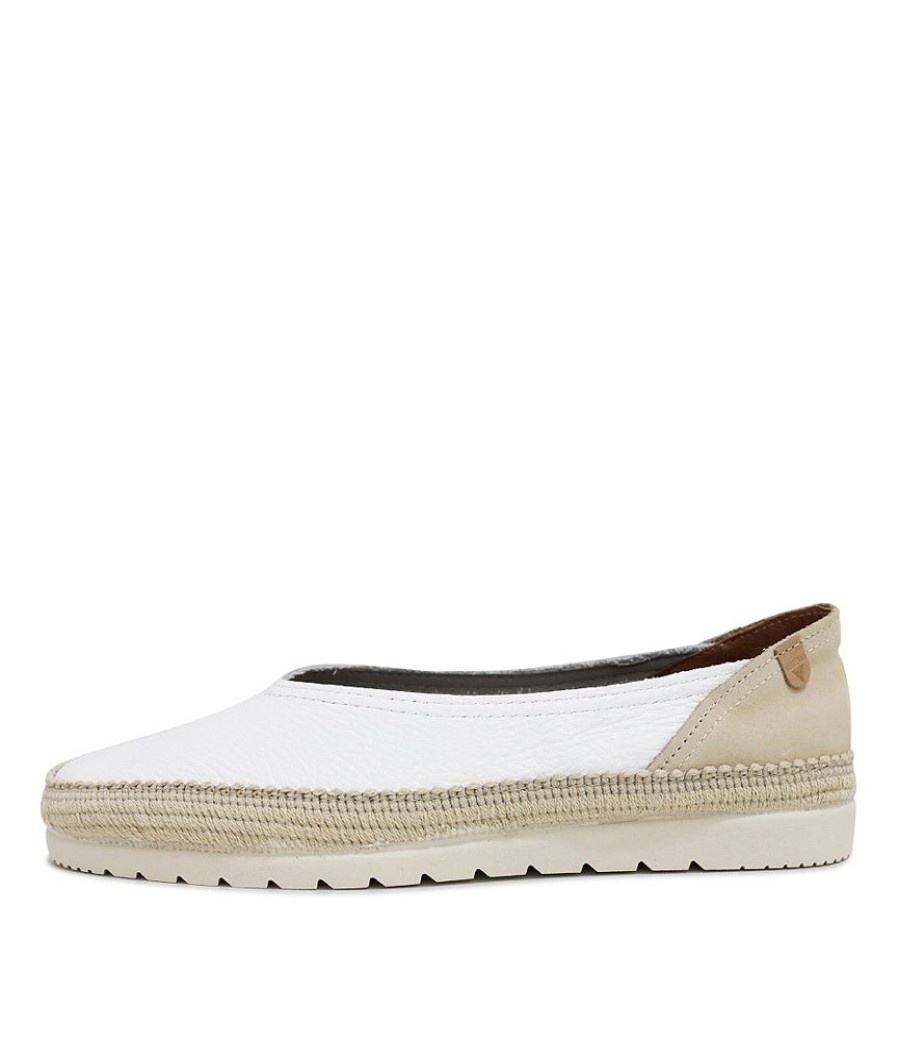 Flats Verbenas | Noelia White Leather Slip Ons