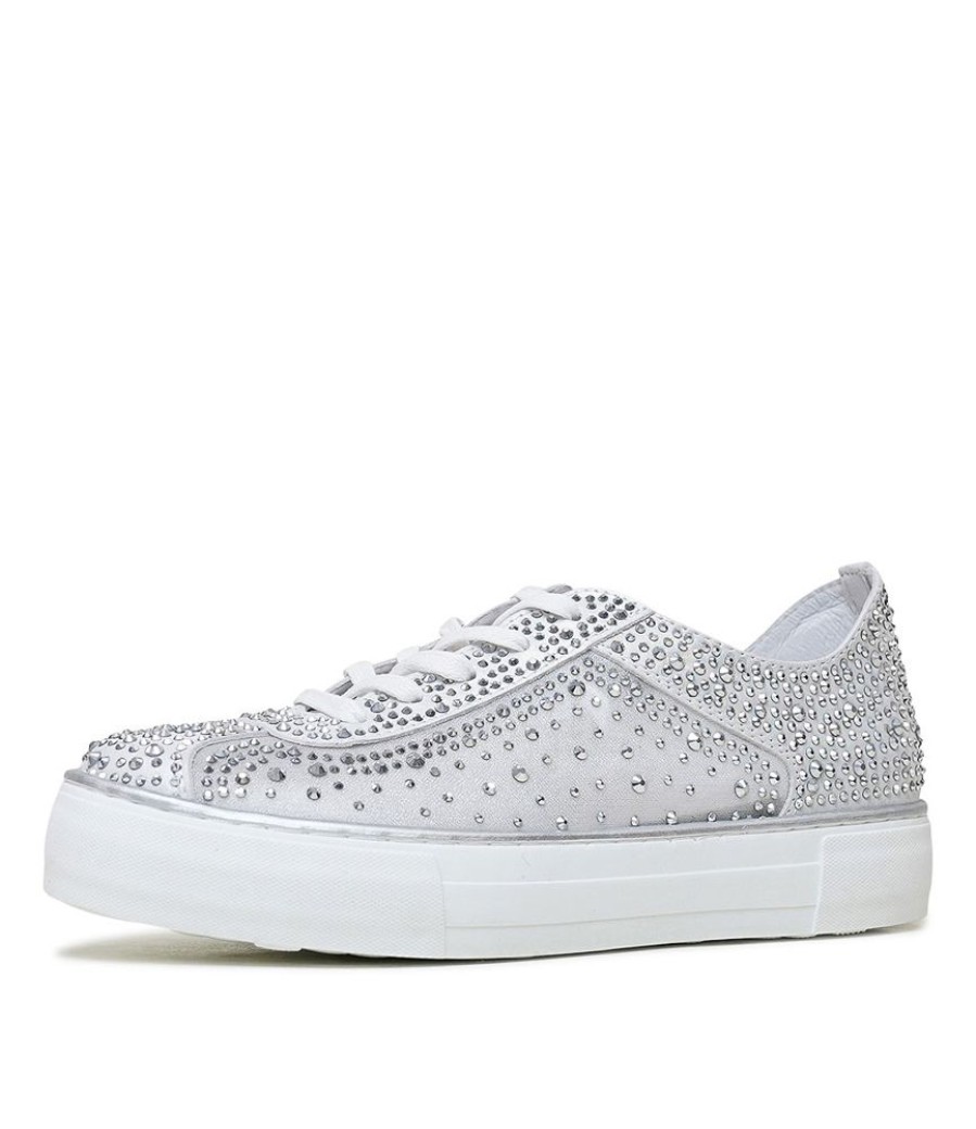 Flats Django & Juliette | Flip White Shimmer Leather Sneakers