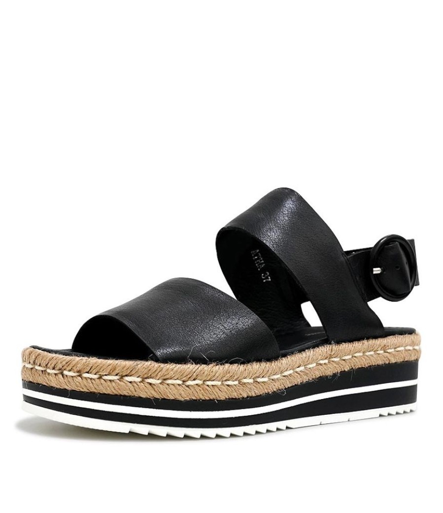 Sandals Django & Juliette | Atha Black Leather Sandals