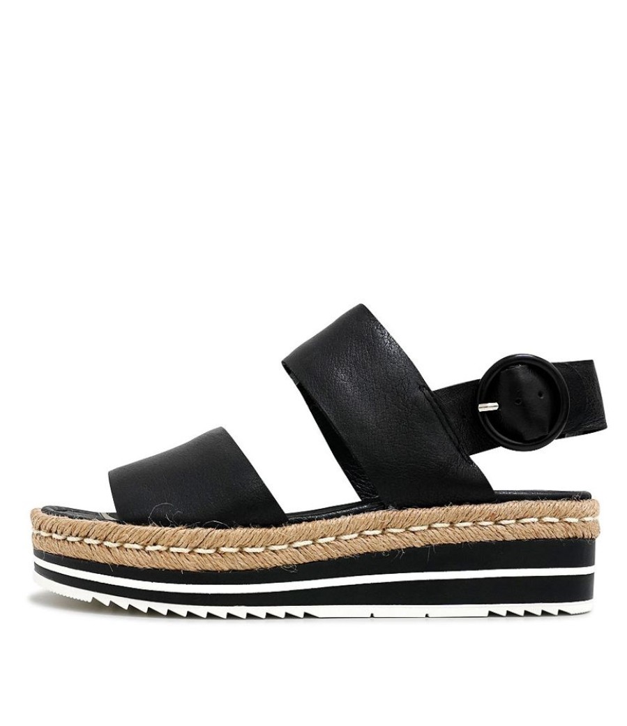 Sandals Django & Juliette | Atha Black Leather Sandals