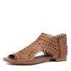 Flats Django & Juliette | Powers Dark Tan Leather Sandals