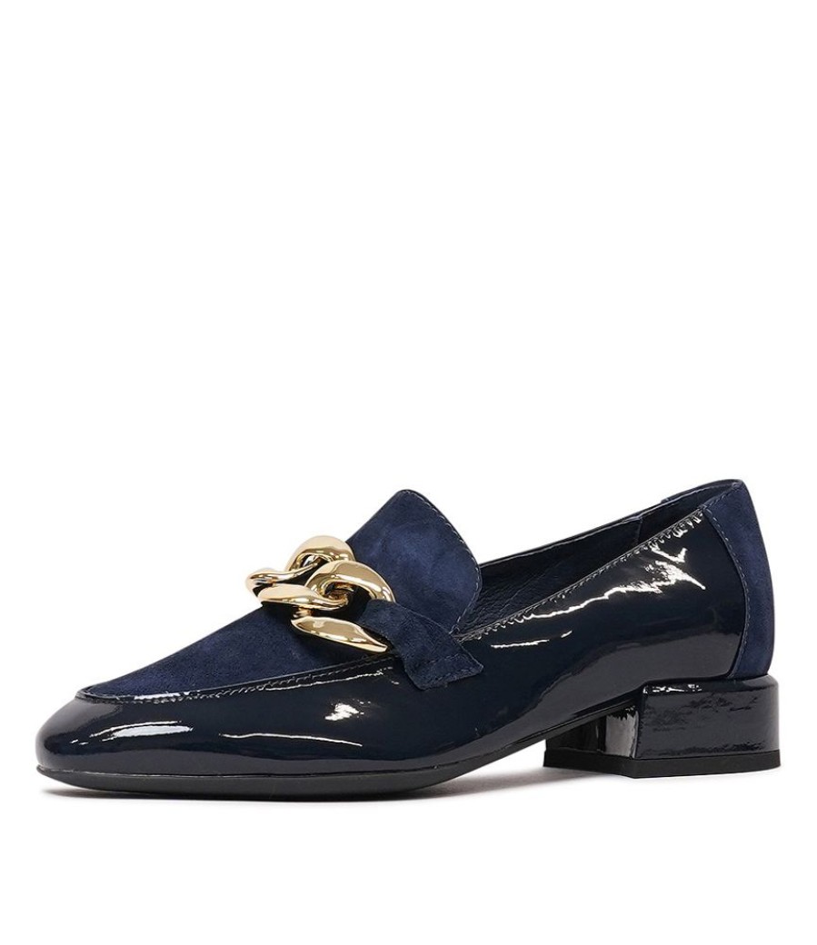 Flats Django & Juliette | Vivandy Navy Patent/ Navy Suede Loafers