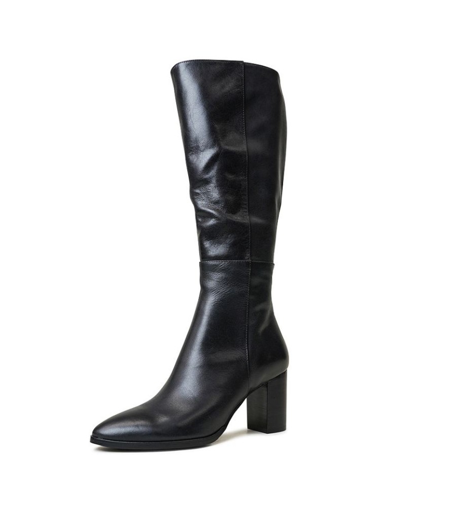 Boots Django & Juliette | Allouta Black Leather Knee High Boots ⋆ ...