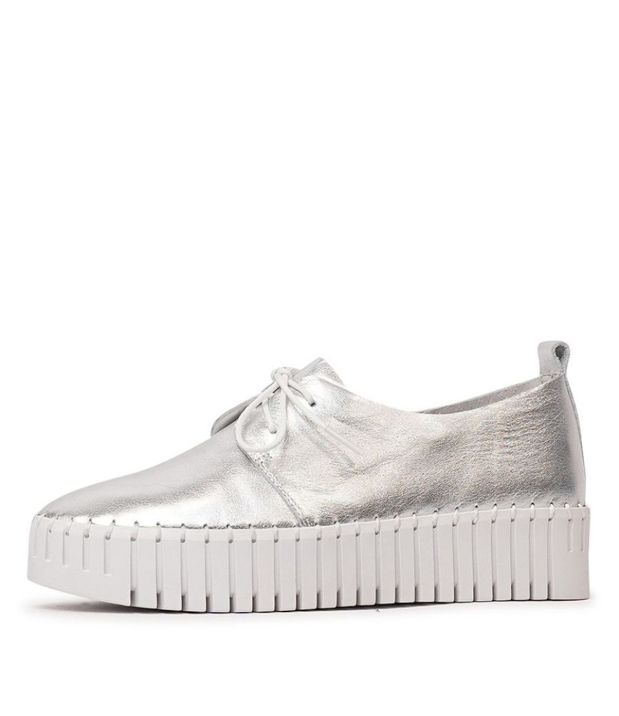 Flats Django & Juliette | Brenda Silver Leather Sneakers