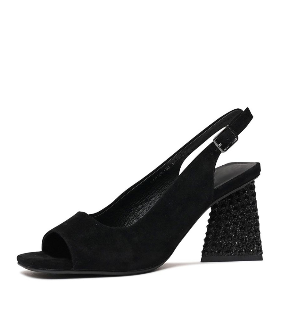 Heels Django & Juliette | Lantos Black Suede / Jewels