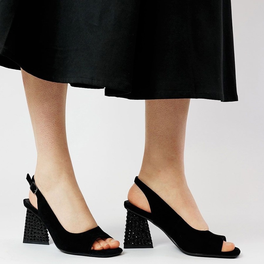 Heels Django & Juliette | Lantos Black Suede / Jewels