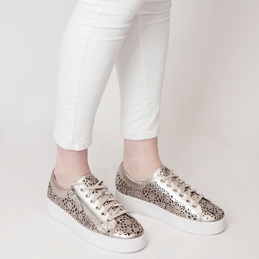 Flats Django & Juliette | Leitha Platino Leather Sneakers