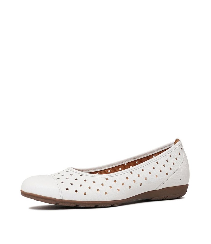 Flats Gabor | Skylar White Leather Ballet Flats