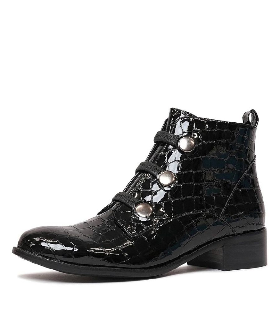 Boots Django & Juliette | Clemens Black Patent Croc