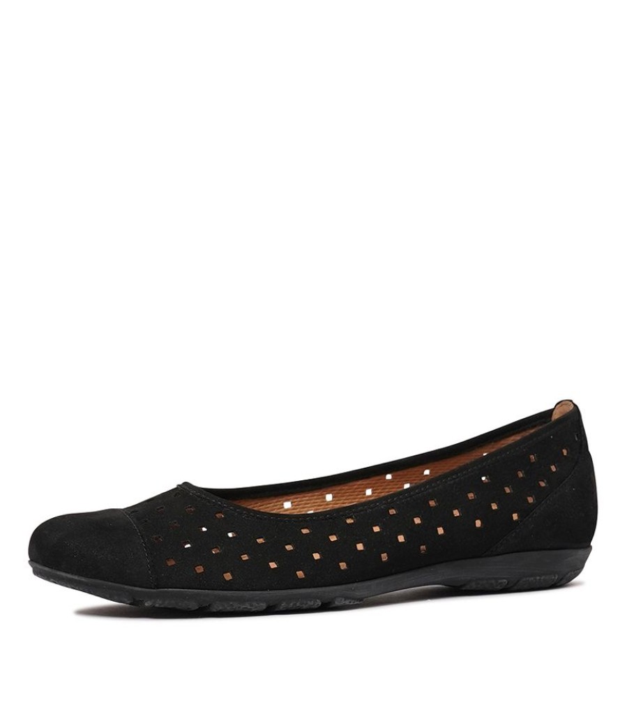 Flats Gabor | Skylar Schwarz Leather Ballet Flats