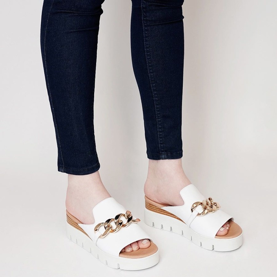 Sandals Django & Juliette | Rablise White Leather Slides