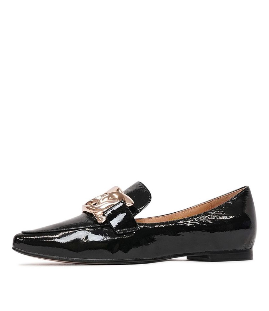 Flats Top End | Socoro Black Patent Leather Loafers