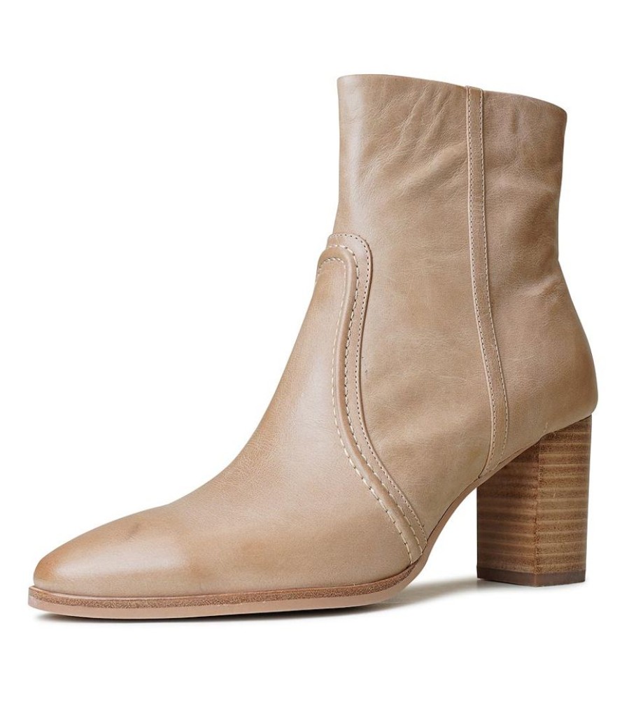 Boots Django & Juliette | Anahi Cappacino Leather Ankle Boots