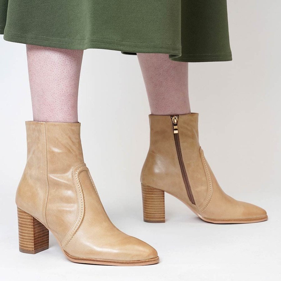 Boots Django & Juliette | Anahi Cappacino Leather Ankle Boots