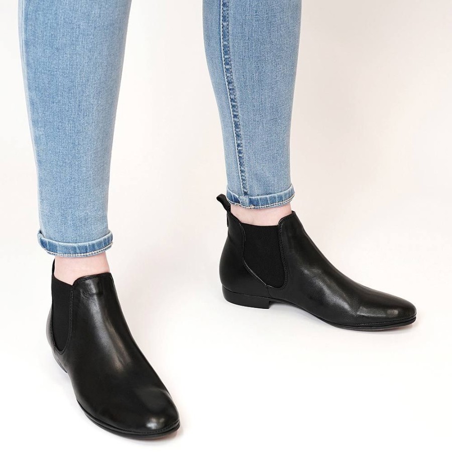 Boots EOS Shoes | Nila Black Leather Ankle Boots