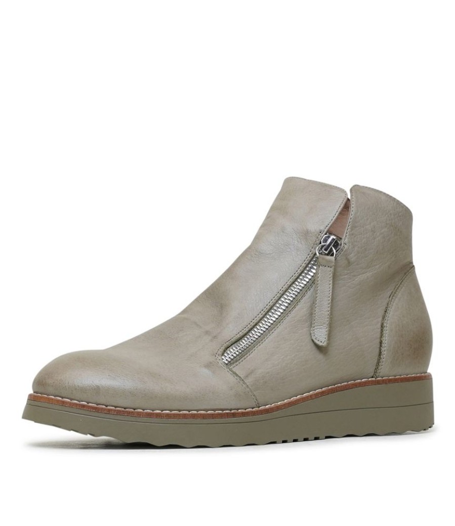 Boots Top End | Ohmy Khaki Leather Ankle Boots