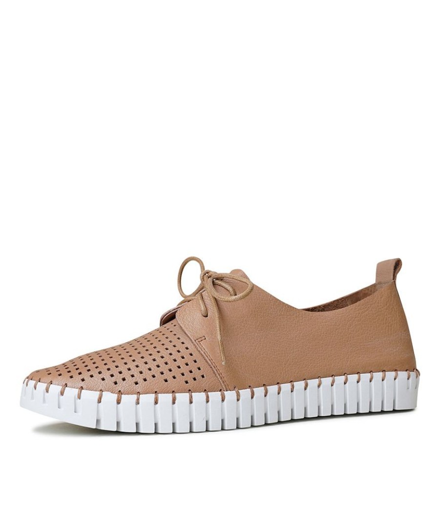 Flats Django & Juliette | Huston Tan Leather Sneakers