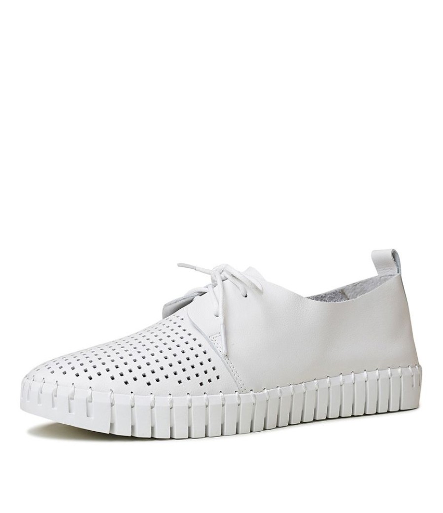 Flats Django & Juliette | Huston White Leather Sneakers