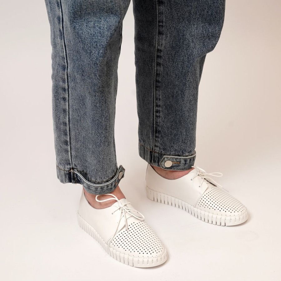 Flats Django & Juliette | Huston White Leather Sneakers