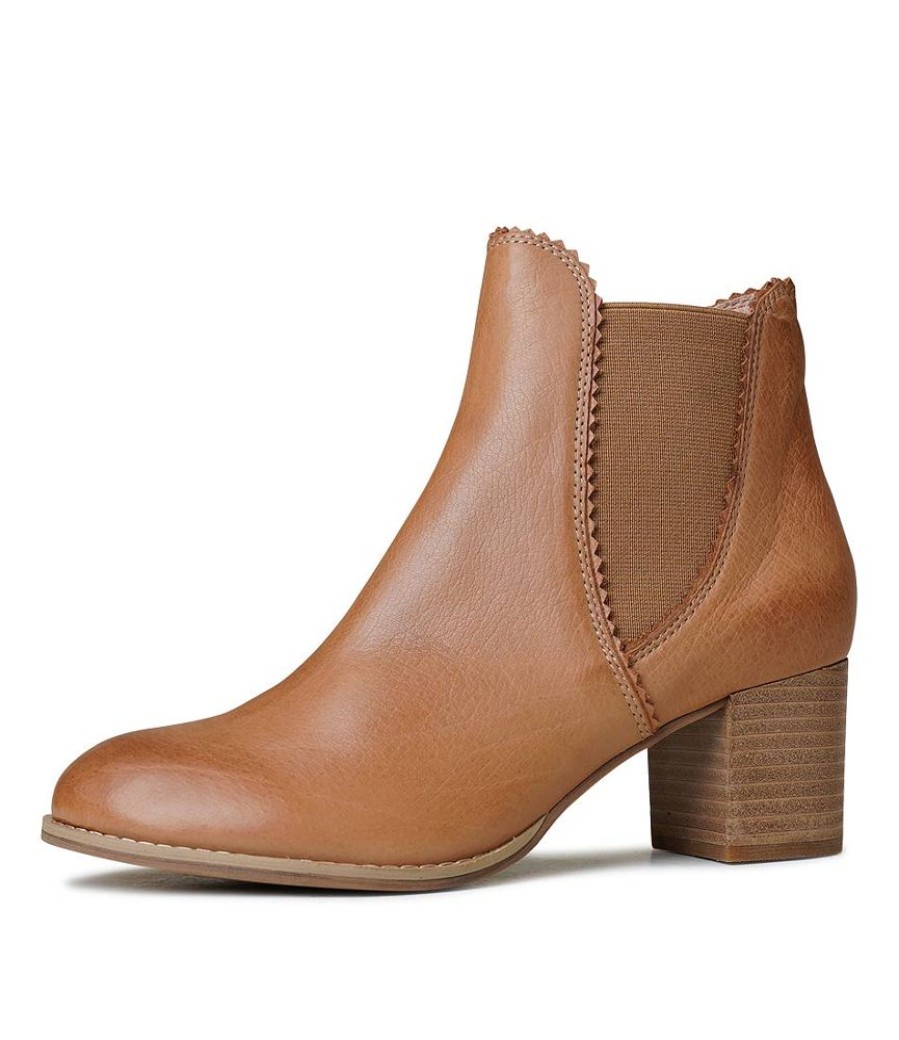 Boots Django & Juliette | Sadore Tan Leather Ankle Boots