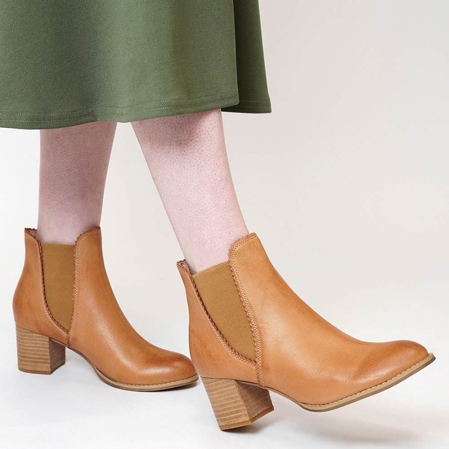 Boots Django & Juliette | Sadore Tan Leather Ankle Boots